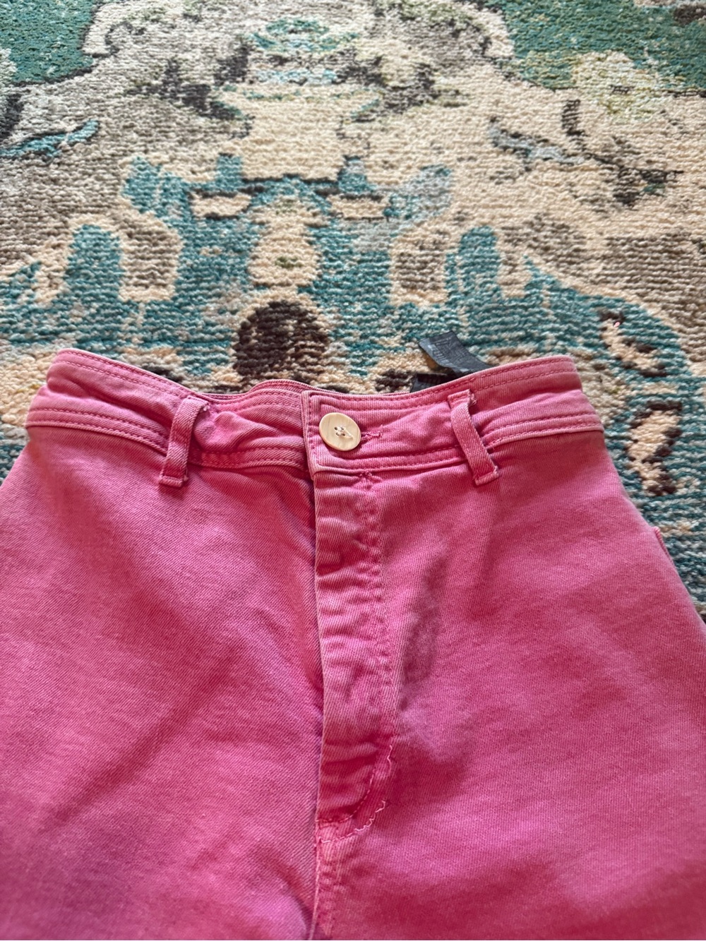 Zara Pink High Rise Wide Leg Raw Hem Jeans Barbiecore Cotton Denim Pants - Picture 6 of 10